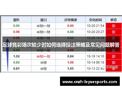 足球竞彩场次较少时如何选择投注策略及常见问题解答 足球竞彩场次较少时如何选择投注策略及常见问题解答